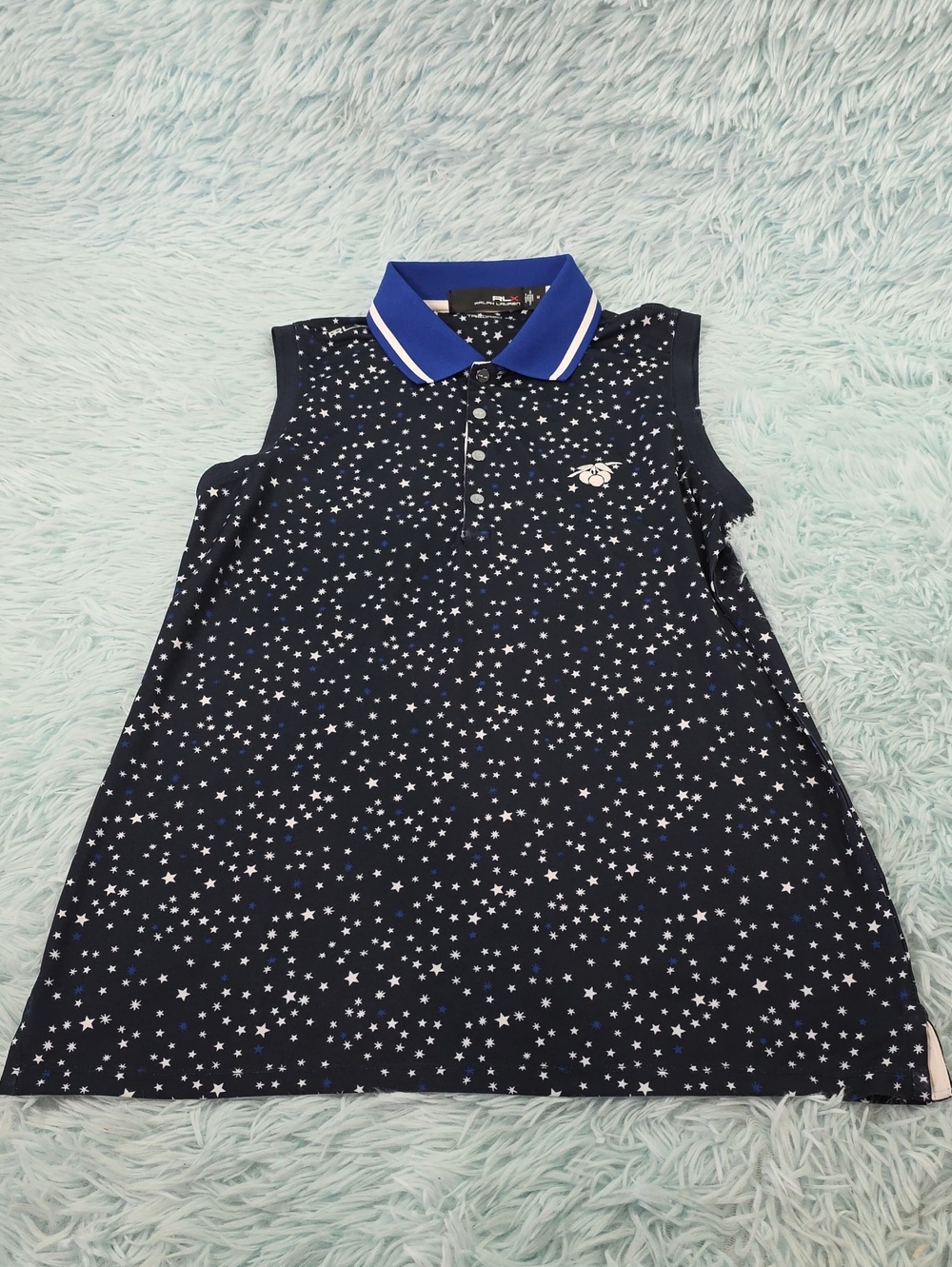 RLX Ralph Lauren Navy Blue Star Sleeveless Activewear Polo Tank Medium